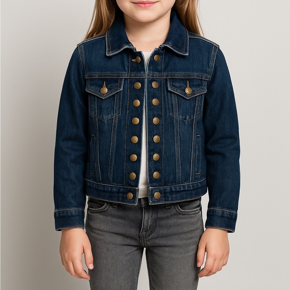 Current/Elliott Kids clastic Denim Snap Jacket Size 0 USA Made - Picture 1 of 10